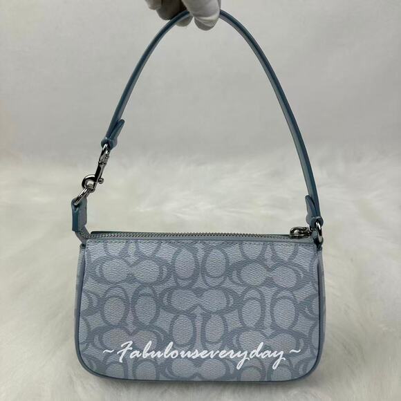 Coach Nolita 19 Shoulder Bag Wristlet In Sketch Signature Canvas CBM72 Ice Blue - Picture 4 of 8